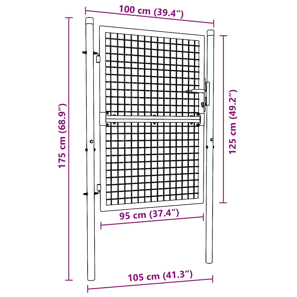 Cancello per Recinzione in Acciaio 100x125 cm Verde 145733