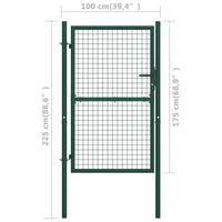 Cancello per Recinzione in Acciaio 100x175 cm Verde cod mxl 52648