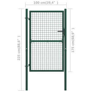 Cancello per Recinzione in Acciaio 100x175 cm Verde cod mxl 52648