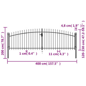 Cancello Doppio con Punte a Lancia 400x200 cm 145740