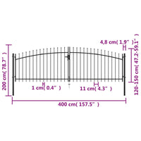 Cancello Doppio con Punte a Lancia 400x200 cm cod mxl 49908