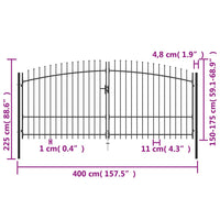 Cancello Doppio con Punte a Lancia 400x225 cm