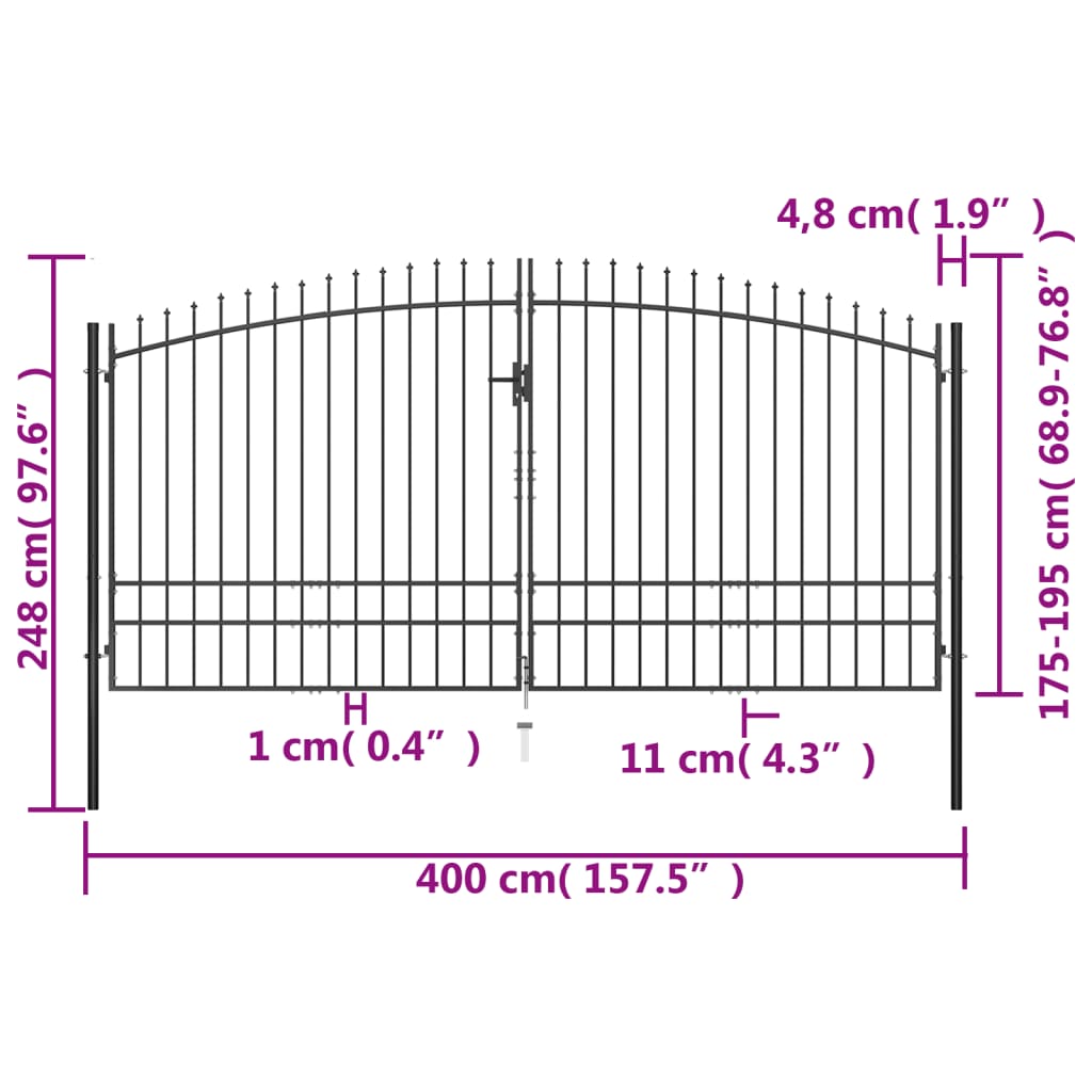 Cancello Doppio con Punte a Lancia 400x248 cm cod mxl 53967