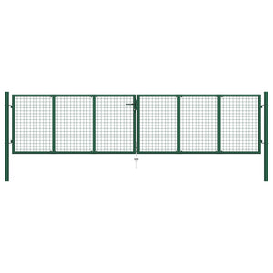 Cancello da Giardino a Rete in Acciaio 400x75 cm Verde 145747