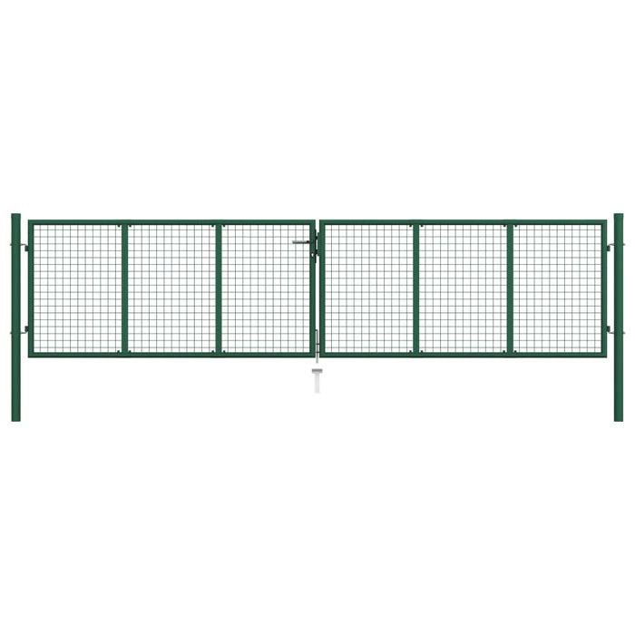 Cancello da Giardino a Rete in Acciaio 400x75 cm Verde 145747