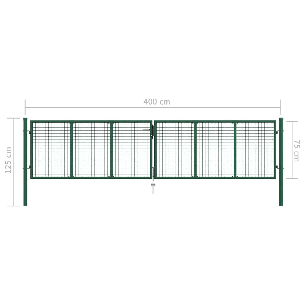 Cancello da Giardino a Rete in Acciaio 400x75 cm Verde cod mxl 76535