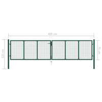 Cancello da Giardino a Rete in Acciaio 400x75 cm Verde 145747