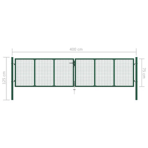 Cancello da Giardino a Rete in Acciaio 400x75 cm Verde 145747