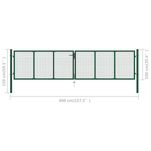 Cancello da Giardino a Rete in Acciaio 400x100 cm Verde cod mxl 53743