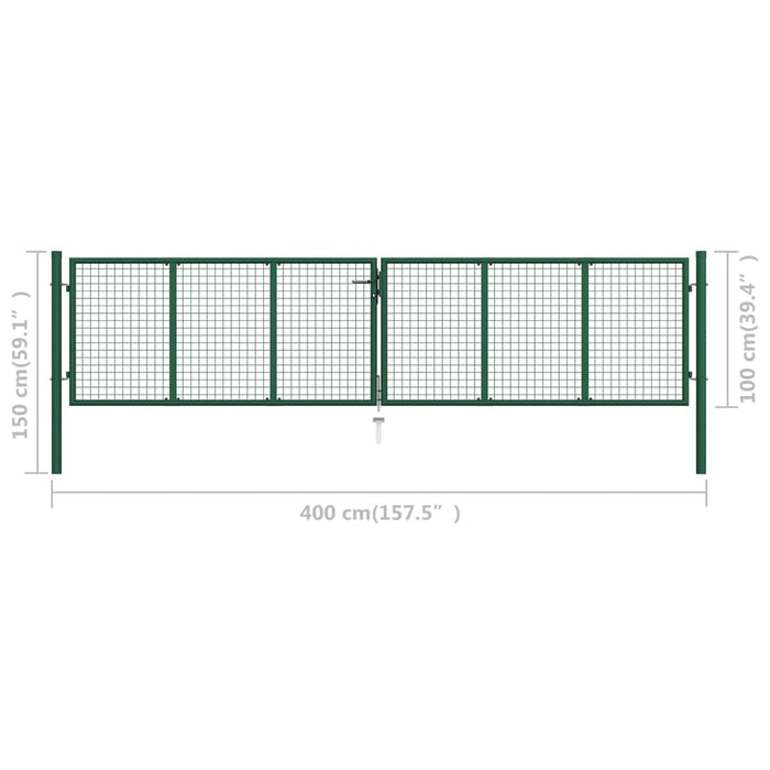 Cancello da Giardino a Rete in Acciaio 400x100 cm Verde cod mxl 53743