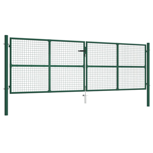 Cancello da Giardino a Rete in Acciaio 400x125 cm Verde 145749