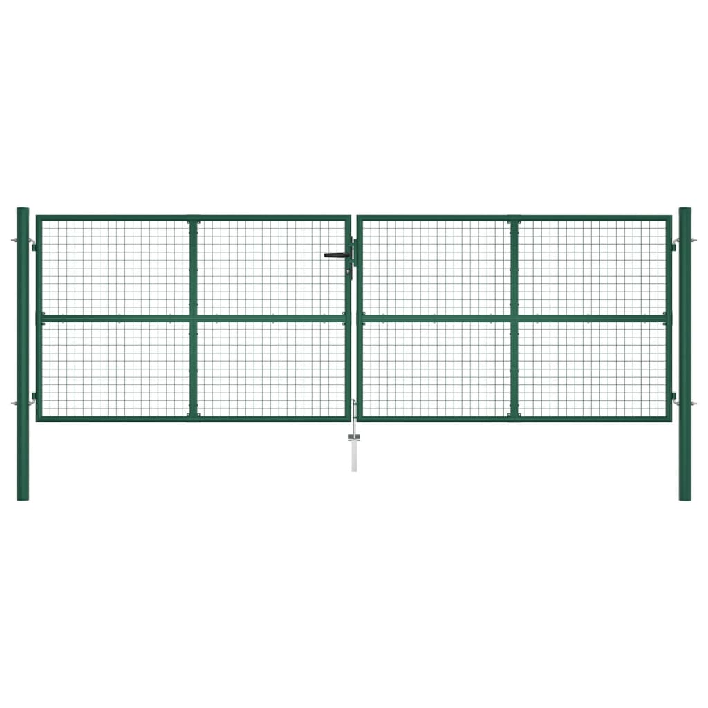 Cancello da Giardino a Rete in Acciaio 400x125 cm Verde 145749