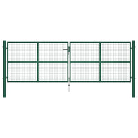 Cancello da Giardino a Rete in Acciaio 400x125 cm Verde 145749