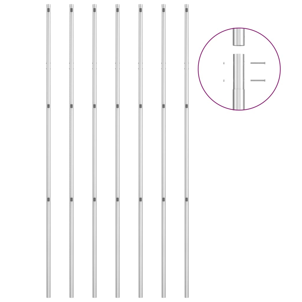 Recinzione in Rete con Pali in Acciaio Zincato 15x1,5 m Argento 145752