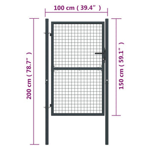 Cancello per Giardino in Acciaio Zincato Grigio 100x200 cm  cod mxl 45485