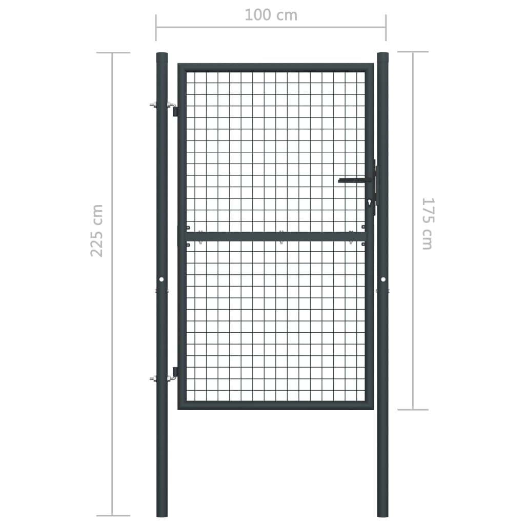 Cancello per Giardino in Acciaio Zincato Grigio 100x225 cm  cod mxl 42983