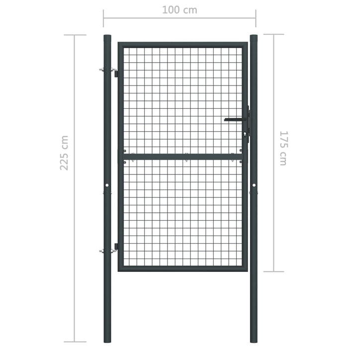 Cancello per Giardino in Acciaio Zincato Grigio 100x225 cm  cod mxl 42983