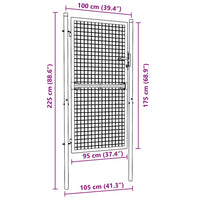 Cancello per Giardino in Acciaio Zincato Grigio 100x225 cm 145774