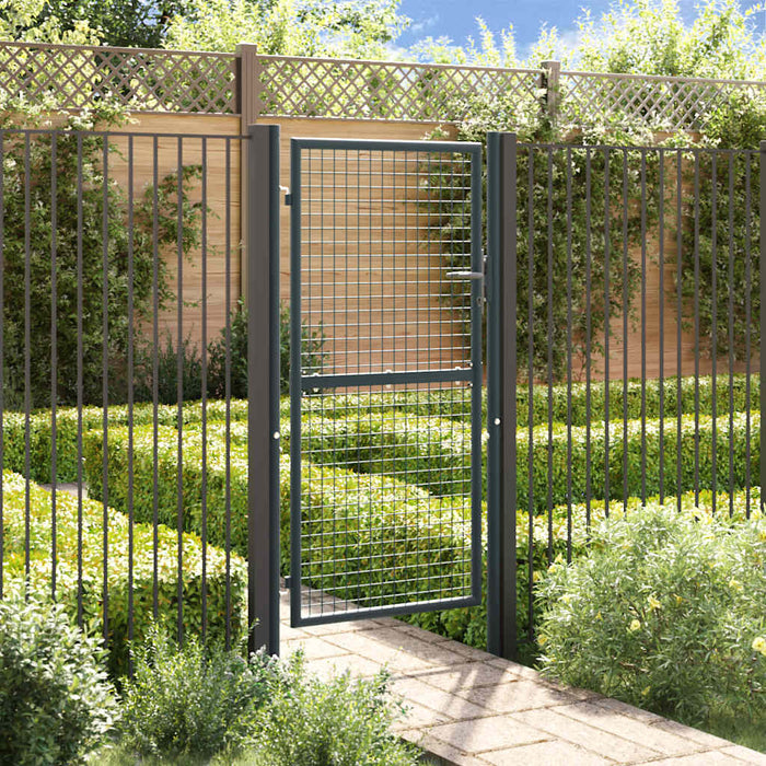 Cancello per Giardino in Acciaio Zincato Grigio 100x225 cm 145774