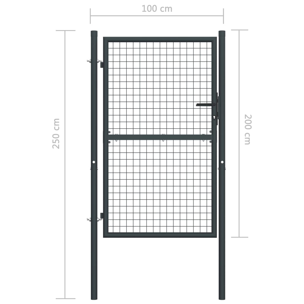 Cancello per Giardino in Acciaio Zincato 100x250 cm Grigio cod mxl 49745