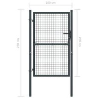 Cancello per Giardino in Acciaio Zincato 100x250 cm Grigio cod mxl 49745