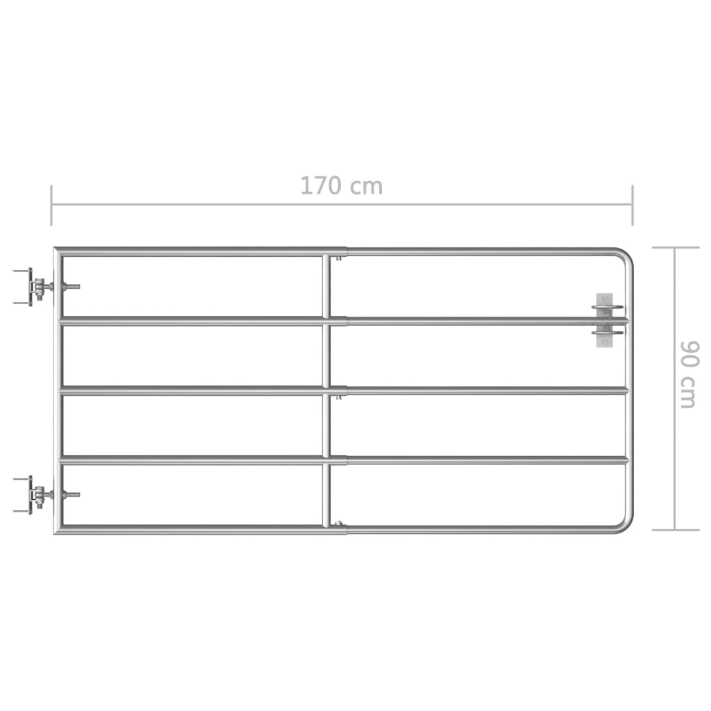 Cancello da Giardino in Acciaio 5 Sbarre (95-170)x90 cm Argento 145985