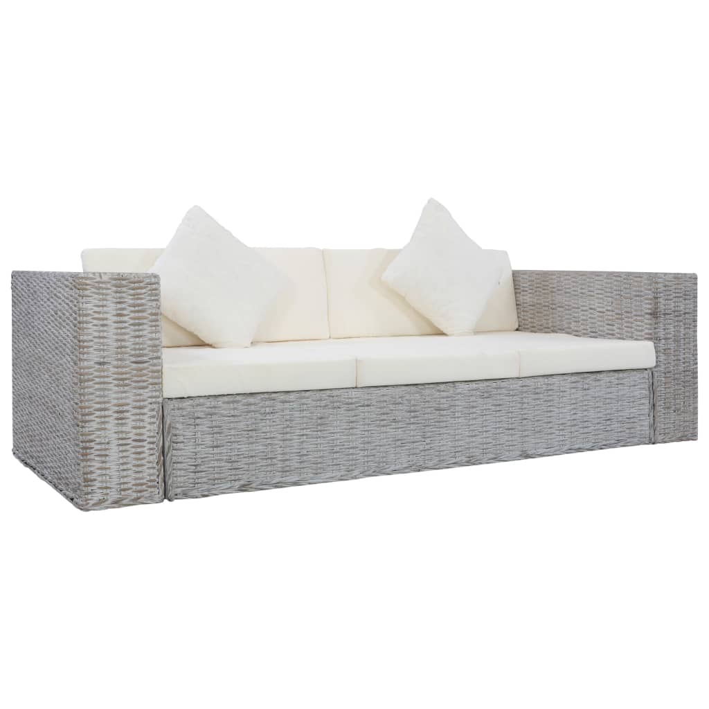 Set di Divani 2 pz con Cuscini Grigio in Rattan Naturale 278797