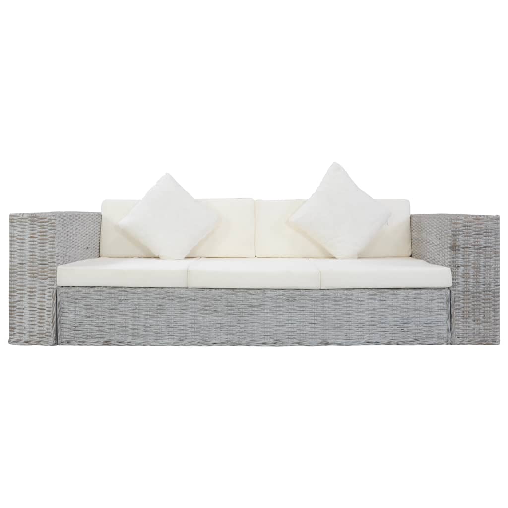 Set di Divani 2 pz con Cuscini Grigio in Rattan Naturale 278797