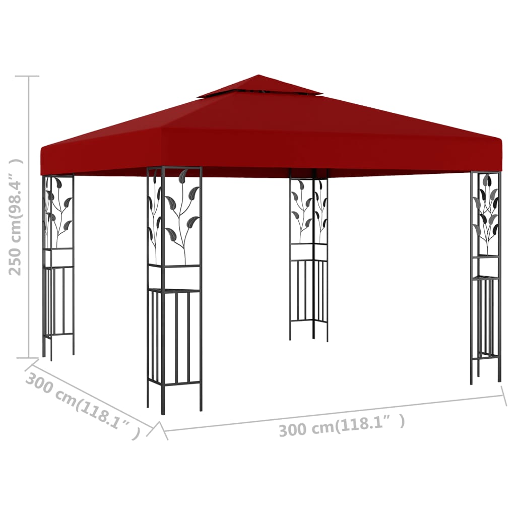 Gazebo 3x3 m Rosso Vino 47947