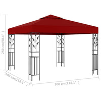 Gazebo 3x3 m Rosso Vino cod mxl 66365