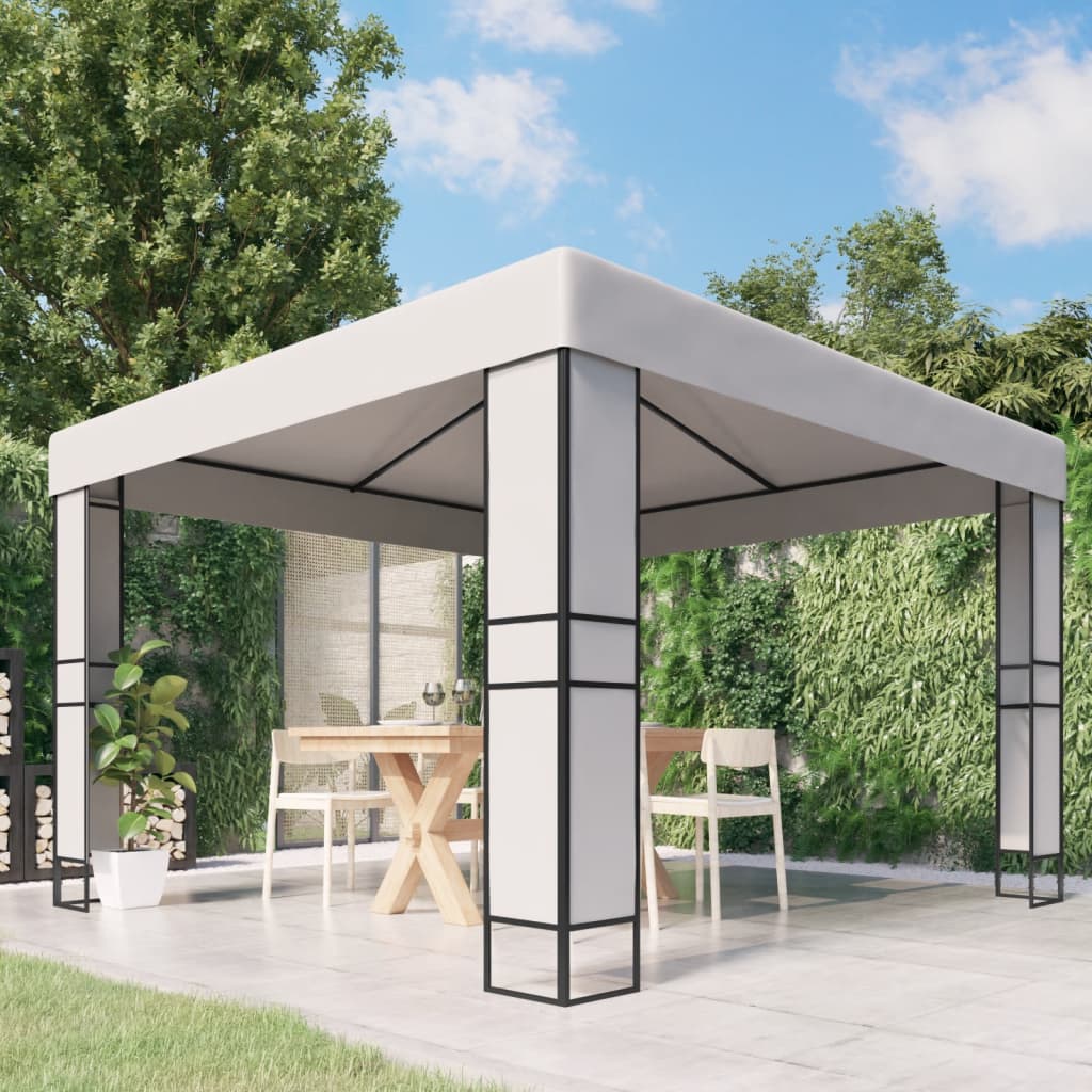 Gazebo con Tetto Doppio 3 x 3 m Bianco 47950