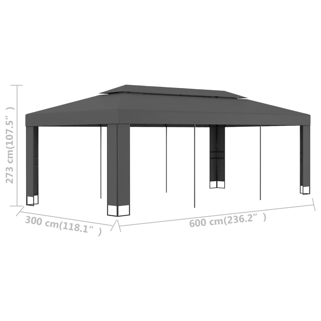 Gazebo con Tetto Doppio 3x6 m Antracite cod mxl 55572