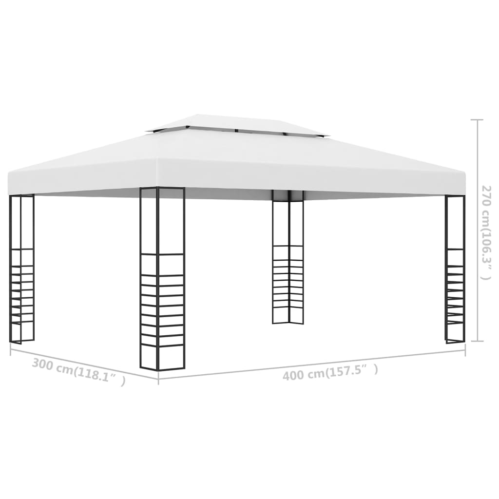 Gazebo da Giardino in Acciaio Verniciato 4x3x2,7 m Bianco 47956