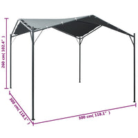 Gazebo Padiglione Tenda Tettoia 3x3 m Acciaio Antracite cod mxl 66130