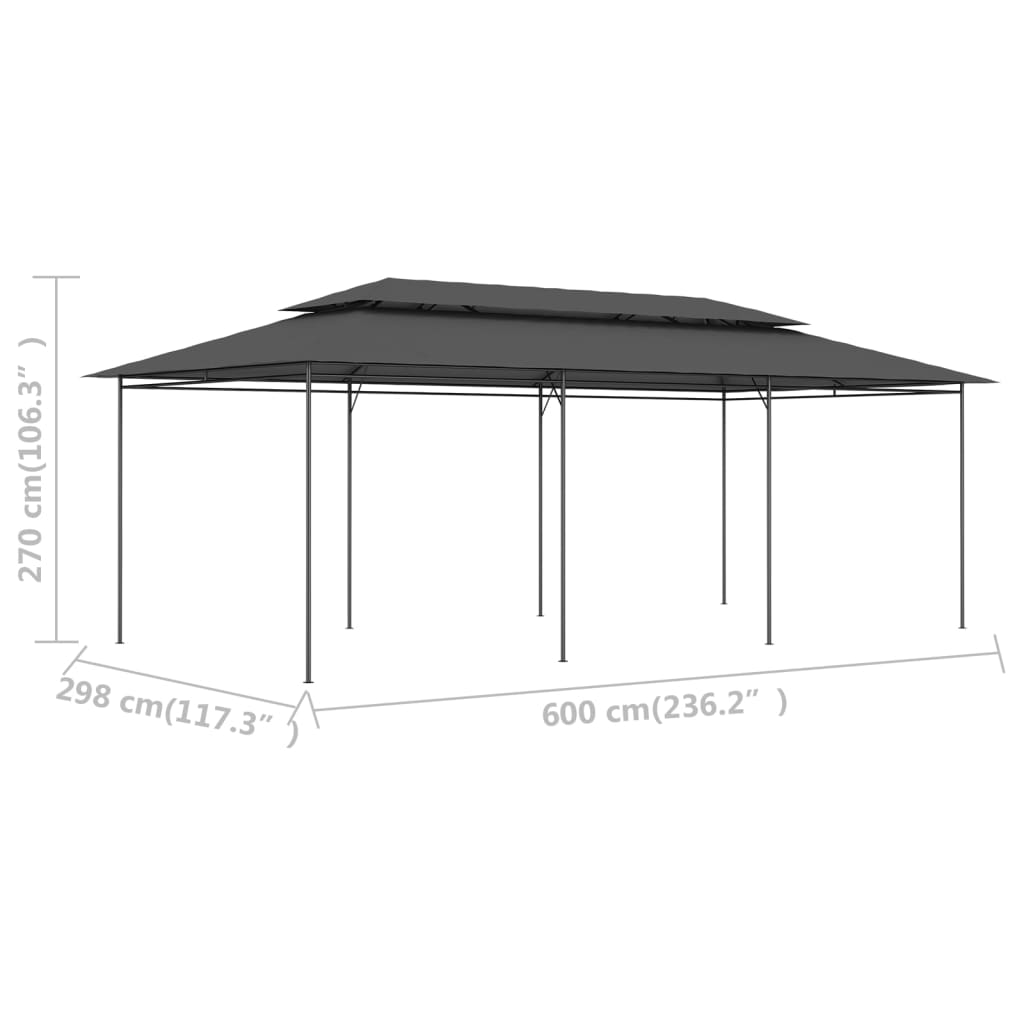 Gazebo 600x298x270 cm Antracite cod mxl 65989