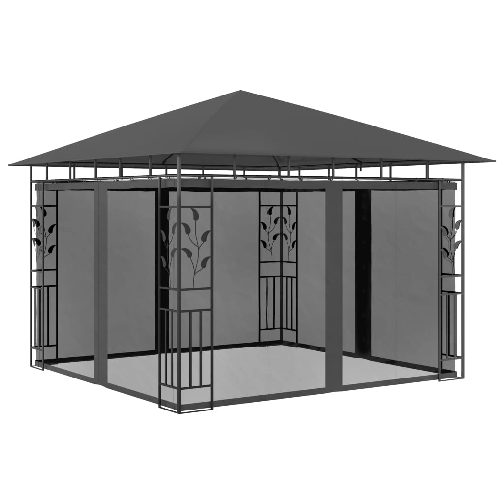 Gazebo con Zanzariera 3x3x2,73 m Antracite 180 g/m² 47972