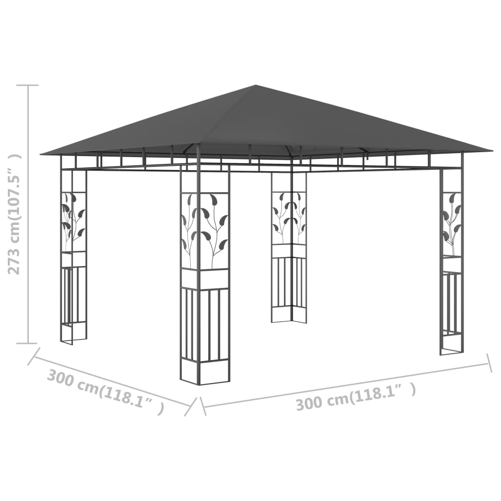 Gazebo con Zanzariera 3x3x2,73 m Antracite 180 g/m² 47972