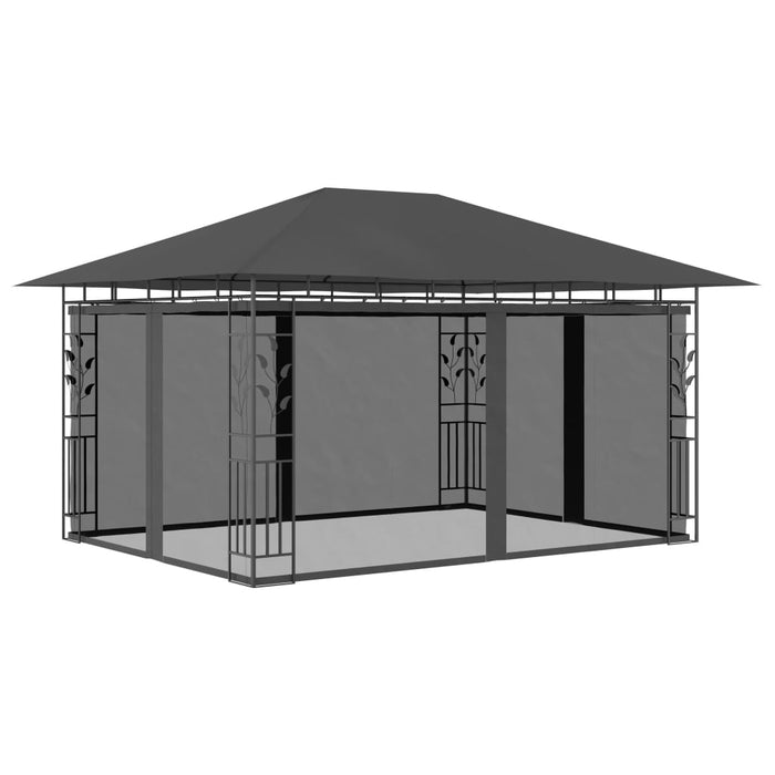 Gazebo con Zanzariera 4x3x2,73 m Antracite 180 g/m² 47973