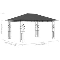 Gazebo con Zanzariera 4x3x2,73 m Antracite 180 g/m² 47973