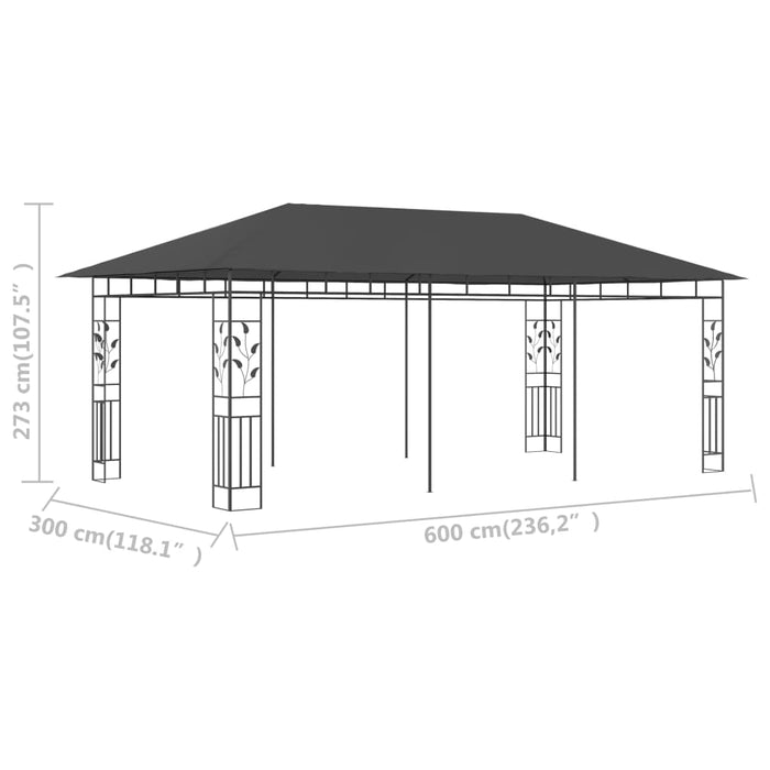 Gazebo con Zanzariera 6x3x2,73 m Antracite cod mxl 66148