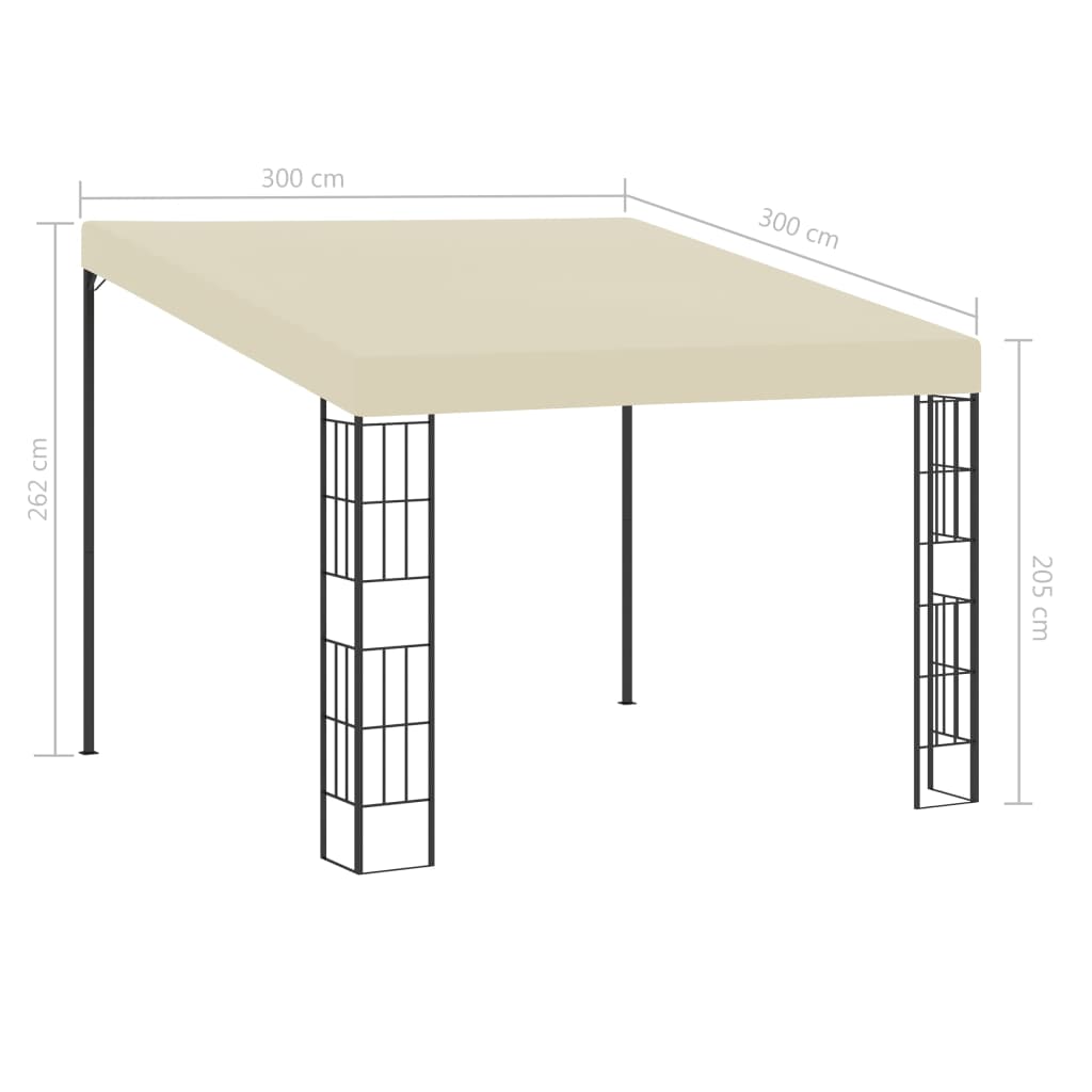 Gazebo a Parete 3x3 m Crema in Tessuto 47987