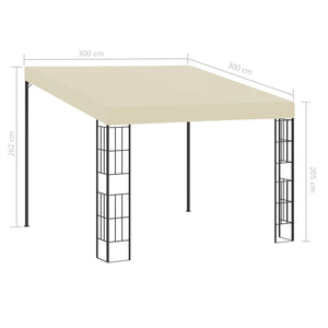 Gazebo a Parete 3x3 m Crema in Tessuto 47987