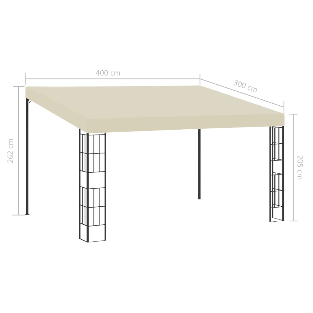 Gazebo a Parete 3x4 m Crema in Tessuto 47988