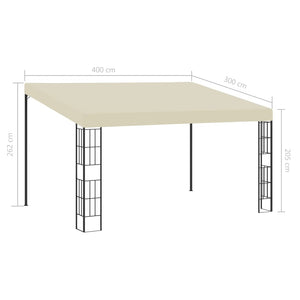 Gazebo a Parete 3x4 m Crema in Tessuto 47988