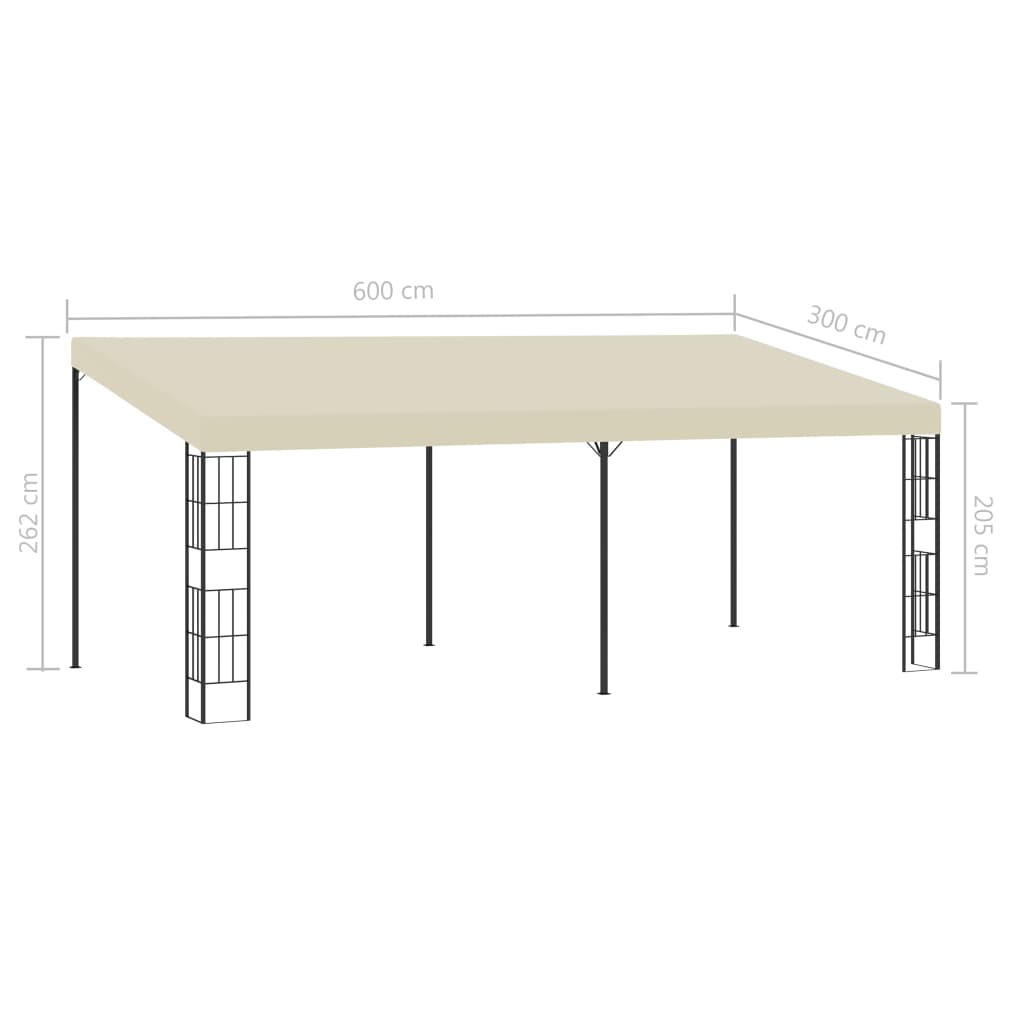 Gazebo a Parete 3x6 m Crema in Tessuto 47989