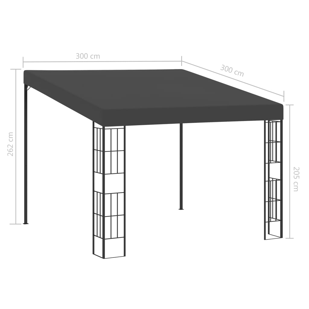 Gazebo a Parete 3x3 m Antracite in Tessuto 47990