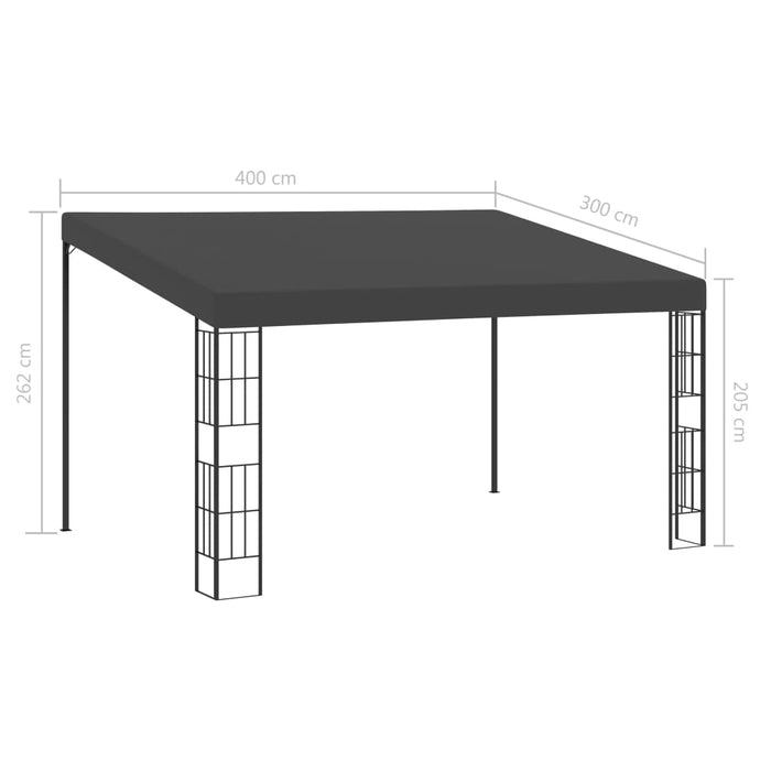 Gazebo a Parete 3x4 m Antracite in Tessuto 47991