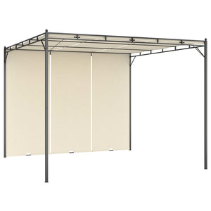 Gazebo da Giardino con Tenda Laterale 3x3x2,25m Crema 47993