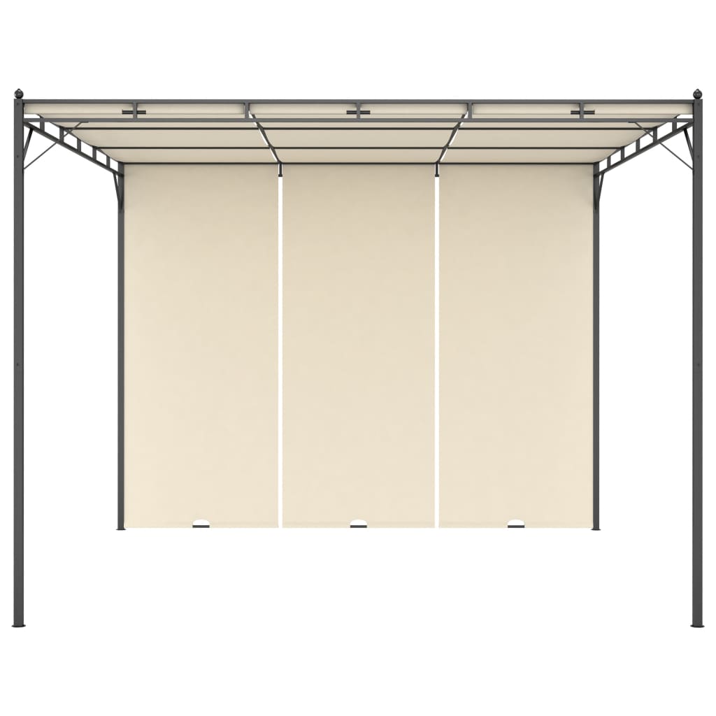 Gazebo da Giardino con Tenda Laterale 3x3x2,25m Crema 47993