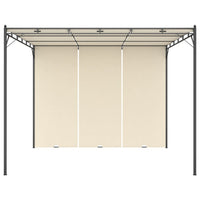 Gazebo da Giardino con Tenda Laterale 3x3x2,25m Crema 47993